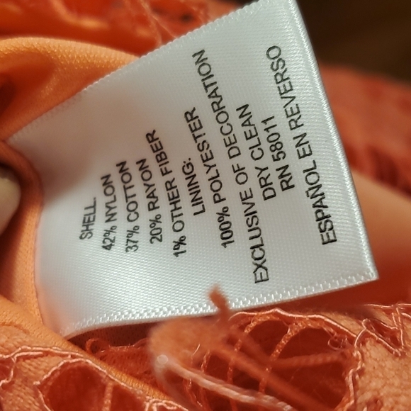 LACE SHEATH Orange Dress V neckline Size 14 - Picture 13 of 14